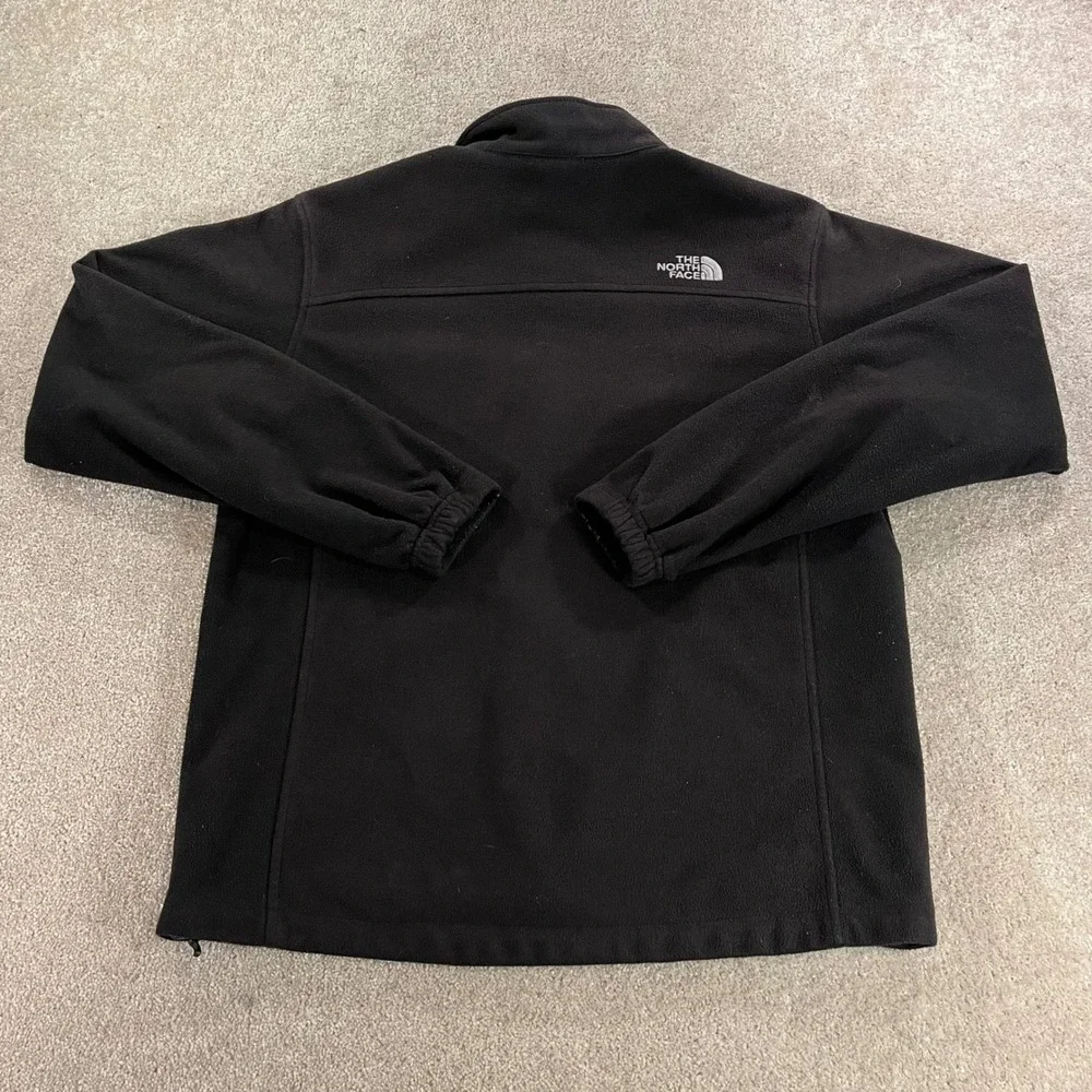 The North Face Fleece Jacket Mens Medium Black Full Zip Mock Neck Logo